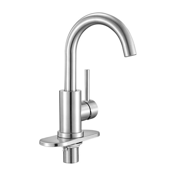 KFFKFF Single Handle Sink Faucet, Brushed Nickel Kitchen Faucet with Anti-Splash Aerator, High Arc Spout for Bathroom, RV, Bar Sink, or Public Restroom