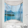 thumbnail image 1 of Landscape Tapestry, Seascape Beach Seaside Hills Trees View from Window Picture Tropical Panorama, Fabric Wall Hanging Decor for Bedroom Living Room Dorm, 5 Sizes, Blue and White, by Ambesonne, 1 of 1