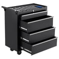 thumbnail image 1 of Coffre à Outils Mobile à 4 Tiroirs – Tiroirs Verrouillables, Doublure de Protection, Roues Globales, Poignée Latérale – Armoire de Rangement Polyvalente pour Garage, Atelier, Entrepôt – Couleur : Noir, 1 of 7