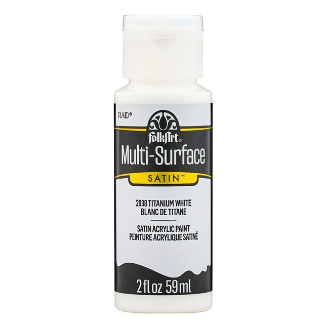 FolkArt Multi-Surface Satin Acrylic Paint, 2 fl. oz., Titanium White