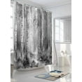 thumbnail image 5 of Grey Waterproof Fabric Shower Curtain, Modern Oil Painting Art Forest Shower Curtain for Bathroom Curtains Bathtubs Hotel Washable Shower Curtains with 12 Hooks Small 36x72in, 5 of 6