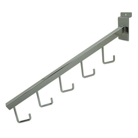 Econoco - SW/5H - 16" Chrome 5-Hook Square Tubing Waterfall Faceout for Slatwall - Sold in Pack of 24