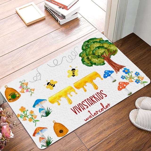 Welcome Doormat | Indoor Outdoor Entryway Rug | Non-Slip Floor Mat for Home Decor | Polyester Front with Flannel Texture | 40x60cm Rectangle Carpet for Living Room Bedroom Hallway Foyer