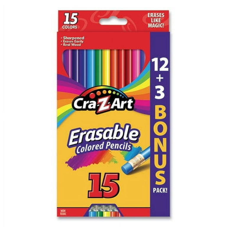 Erasable Colored Pencils, 15 Assorted Lead and Barrel Colors, 15/Set Erasable Colored Pencils, 15 Assorted Lead and Barrel Colors, 15/Set