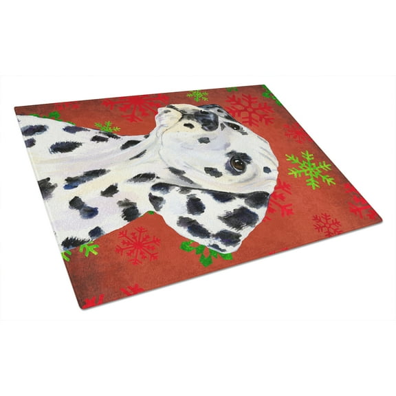 Caroline's Treasures Dalmatian Winter Snowflakes Holiday Glass Cutting Board Large