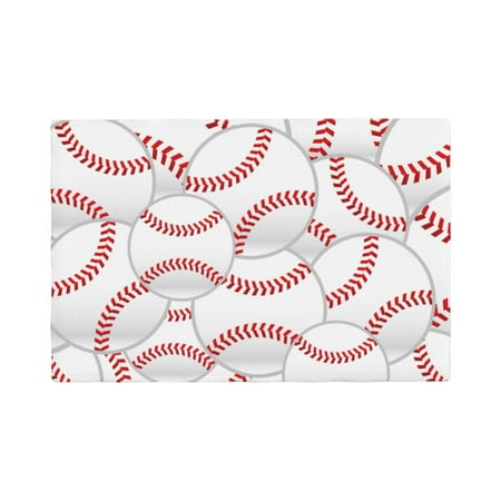 

Table Placemats Set of 6 - Baseballs 12x18 In Faux Linen Double Heat Resistant Place Mats Cloth Indoor/Outdoor Placemats Washable Table Mats for Dining Kitchen Party