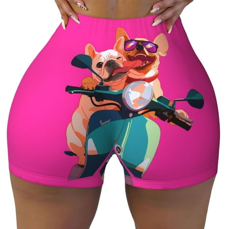 Workout Shorts Women  Cool French Bulldog No.146 Biker Shorts for Women Running Gym Spandex Shorts Tummy Control