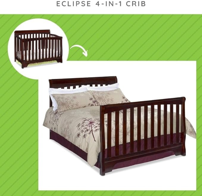 Full Size Conversion Kit Bed Rails for Eclipse Crib by Delta Children - #0050 (Vintage Espresso - 616)