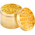 thumbnail image 1 of Molinillo de hierbas de 2,1 pulgadas Molinillo de especias de aluminio de 4 piezas con raspador de polen, ideal para los amantes de la gastronomía que buscan la excelencia culinaria-Oro, 1 of 5