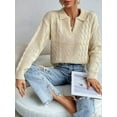 thumbnail image 2 of Womens Cable Knit Sweaters Long Sleeve V Neck Sweater Tops Casual Pullover -Shirts Fall Fashion Outfits  XL, 2 of 7