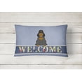 thumbnail image 2 of Carolines Treasures BB5674PW1216 Cocker Spaniel Black Tan Welcome Canvas Fabric Decorative Pillow, 12H x16W, multicolor, 2 of 3