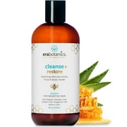 Era Organics Moisturizing Face Wash For Sensitive Skin - Gentle Sulfate Free Facial Cleanser and Body Wash with Organic Aloe Vera & Soothing Manuka Honey for Dry, Oily, Cracked, Damaged, Itchy Skin
