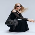 thumbnail image 4 of SUGARMOM 1pc Women‘s Street Vintage Y2k Motorcycle Western Wasteland Style Mireider Style Faux Leather Multi-Strapped Casual Abrasive Leather Shoulder Bag With Metal Decoration  Large And, 4 of 7