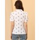 thumbnail image 3 of Blusa con estampado semitransparente para mujer con cuello de muesca y camisa elegante con botones blanco S, 3 of 6