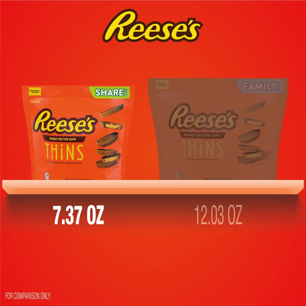 REESES THiNS Milk Chocolate Peanut Butter Cups Candy Share Pack 7.37 oz - 5 Pack
