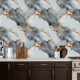 thumbnail image 2 of Peel and Stick Wallpaper Elegant Blue Gold Marble Abstract Art Fluid Patterns Wall Mural 17.7in x 9.8ft Self Adhesive Removable Wall Paper Renter Friendly Wallpaper for Nursery Bedroom Cabinets, 2 of 8