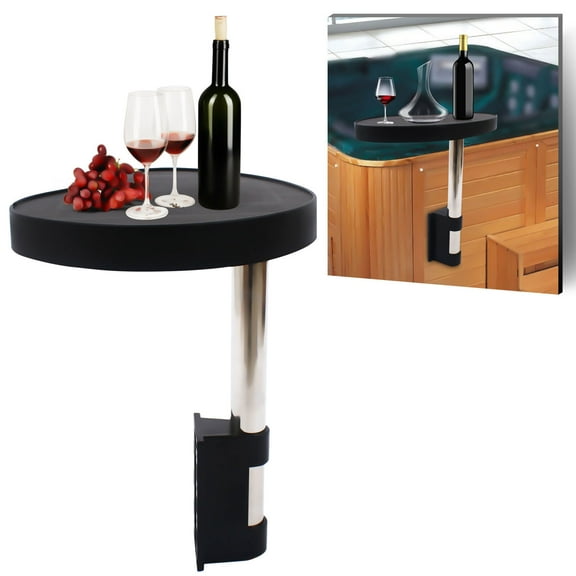 Anti-slip 360?? Rotation Spa Caddy Swivel Side Tray for Hot Tub & Swim Spa Black