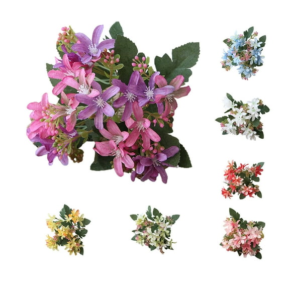 SPRING PARK 5 Heads Artificial Flowers for Decoration Faux Flower Plants Plastic Greenery Decorations for Outdoor Garden