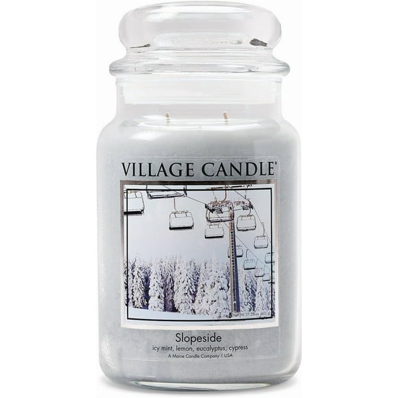 Chandelle Village en Pente, Grande Bougie Parfumée en Pot d'Apothicaire en Verre, 21,25 oz