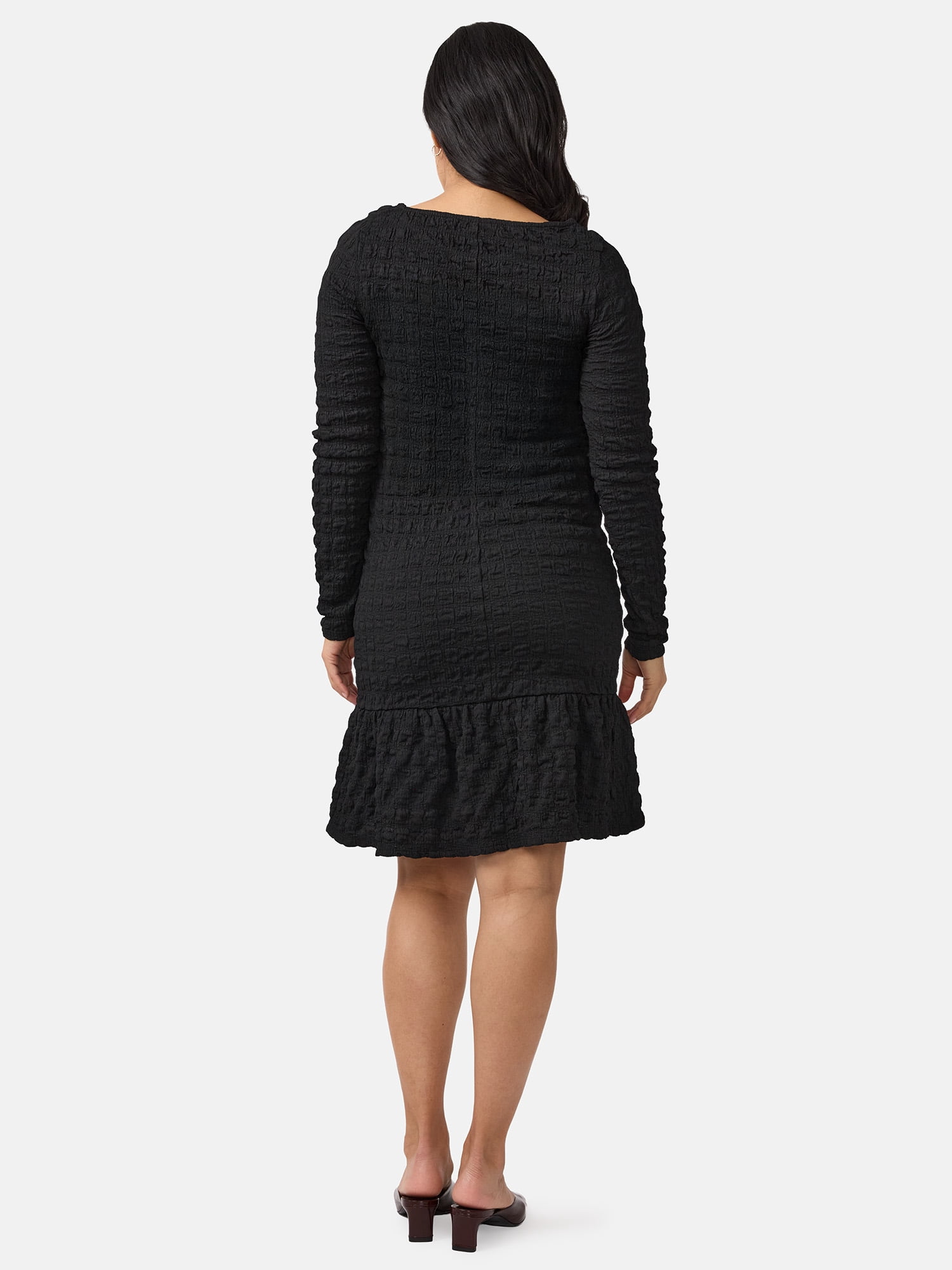 Ingrid & Isabel For Every Belly Women’s Maternity Smocked Midi Dress with Long Sleeves, Sizes S-XXL
