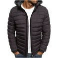 thumbnail image 2 of Mwjwdo Mens Puffer Jacket with Hood Lightweight Warm Winter Coat Quilted Insulated Water-Resistant Zip Up Jacket Zip Pocket Coffee XS, 2 of 6