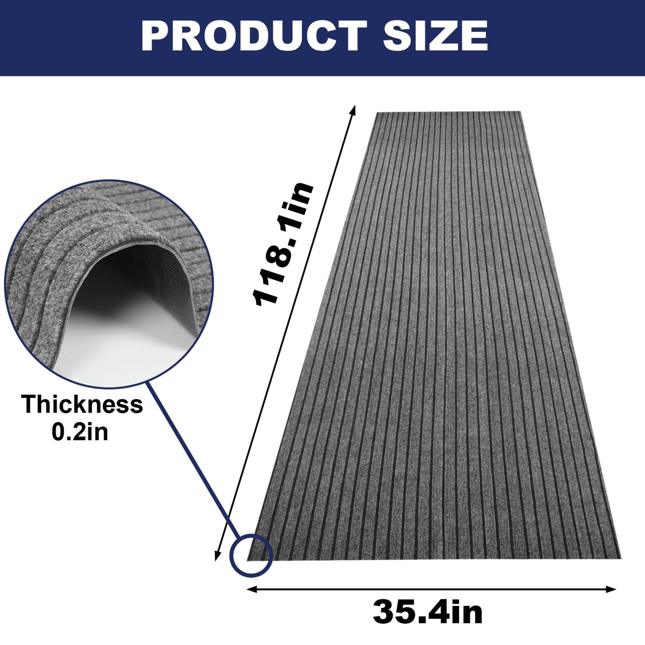 OVYEOFR Commercial Carpet Runners, 3 x 10 ft Non-Slip Hallway Runner Rugs for Entryway Kitchen Laundry Indoor Outdoor, Gray