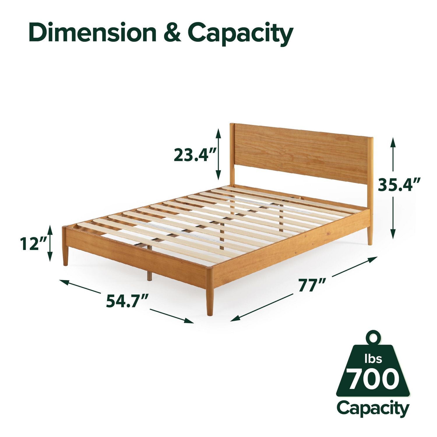 Zinus Allen 12 inch Mid Century Wood Platform Bed Frame