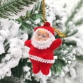 thumbnail image 3 of dianhelloya 6Pcs Christmas Tree Pendant Glitter Powder Flocking Gifts Bright Color Lanyard Scene Layout Adorable Xmas Festival Santa Claus Doll Pendant Party Favor, 3 of 7