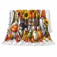 thumbnail image 2 of Autumn Cart Gnomes Sunflowers Rustic Farmhouse, Cozy Friendship Quote Scene, Warm Flannel Blanket for Ranch House and Living Room, Art Lovers Thanksgiving Gift, Artistic Home Decor, 2 of 9