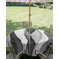 thumbnail image 2 of Outdoor Tablecloth with Umbrella Hole, Gray Stripes Spillproof Waterproof Outdoor Table Cover, Vintage Farmhouse Greyish Ripple Pattern Patio Tablecloths for Party/Garden/Picnic, Round 54 inch, 2 of 9