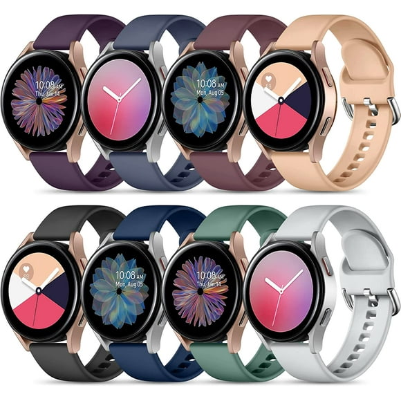 Tianle Lot de 8 Bracelets Compatibles avec Samsung Galaxy Watch 6 Band/Galaxy Watch 5/Galaxy Watch 4 Band, Galaxy Watch 5 Pro/Galaxy Watch 3/Active 2 Watch, Bracelet Sport en Silicone Souple 20 mm Femmes Hommes, Grand