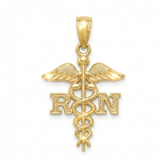 Charm America - Gold Registered Nurse RN Charm - 10 Karat Solid Yellow Gold