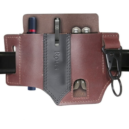 

Rolfs Multitool Sheath for Belt Leatherman Sheath for Men Leather EDC Pocket Organizer with Pen Holder Key Fob Flashlight Sheath EDC Leather Pouch Dark Brown