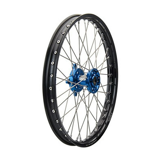 Impact Complete Wheel - Front 21 x 1.60 Black Rim/Silver Spoke/Blue Hub Compatible With Gas Gas EX 300 2021