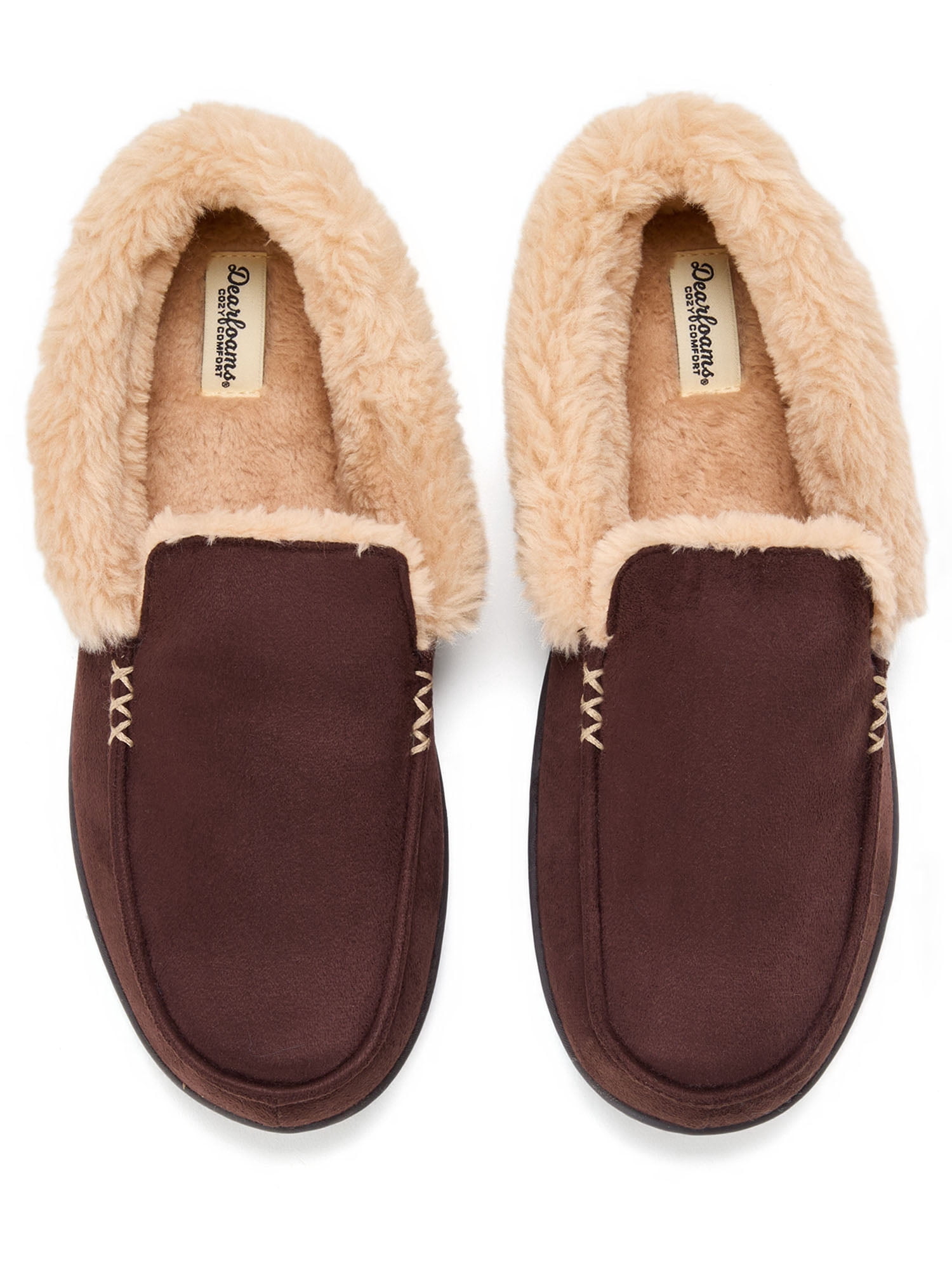 Dearfoams Cozy Comfort Men's Cuffed Moccasin Slippers