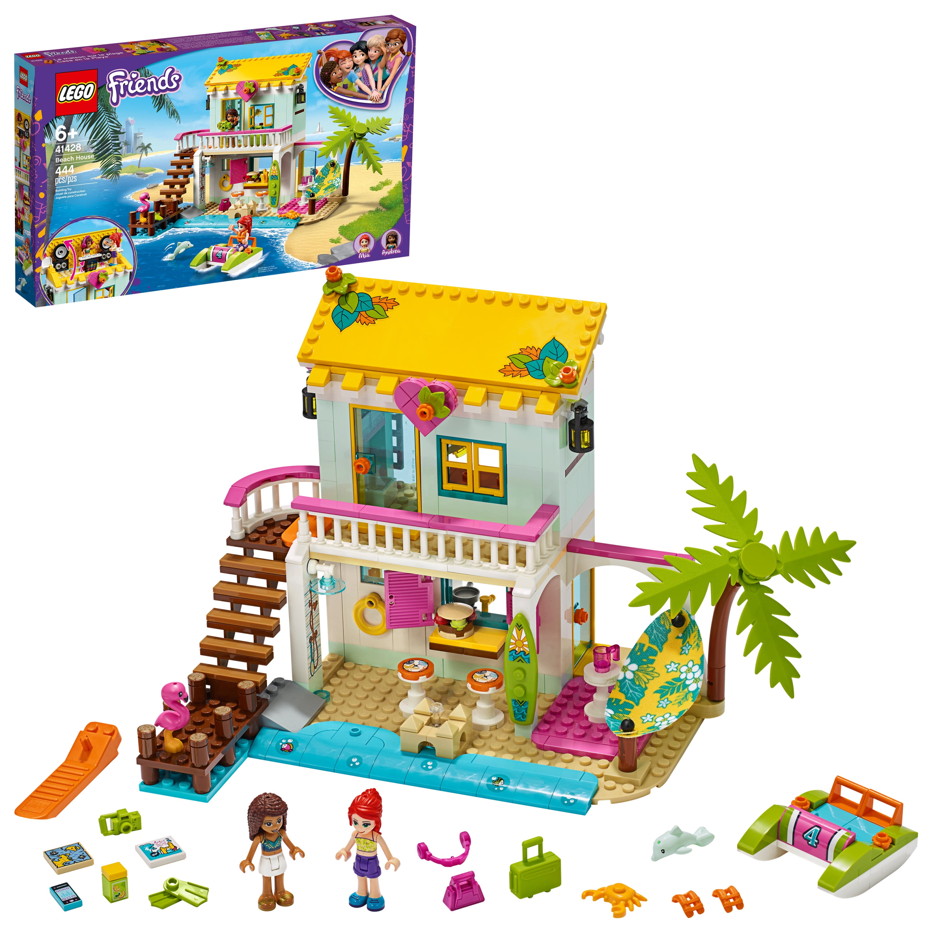 Fotoelektrisch vrouw terugvallen LEGO Friends Toy Beach House 41428 Building Toy comes with Andrea and Mia  Mini-Dolls (444 Pieces) - Walmart.com