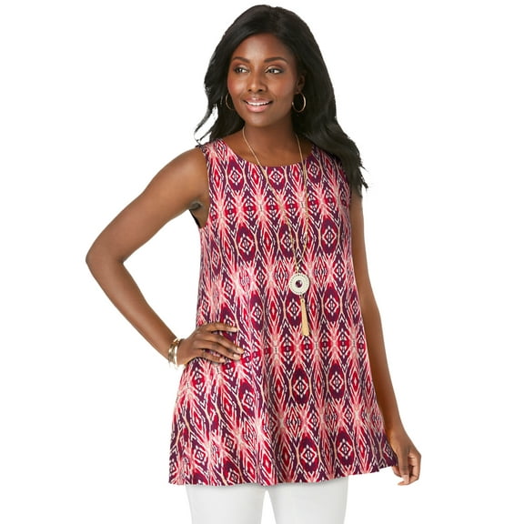 Jessica London Women's Plus Size Stretch Knit Sleeveless Swing Tunic