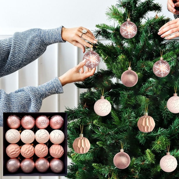 Adornos colgantes navideños, decoraciones navideñas, colgante de decoración navideña de 6 cm, con diseño de árbol de Navidad, bola decorativa pintada a mano.