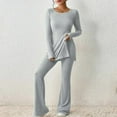 thumbnail image 1 of Women Crewneck Tops & Wide Leg Pant Set Simple Slouchy Home Suits (Army Green S), 1 of 6