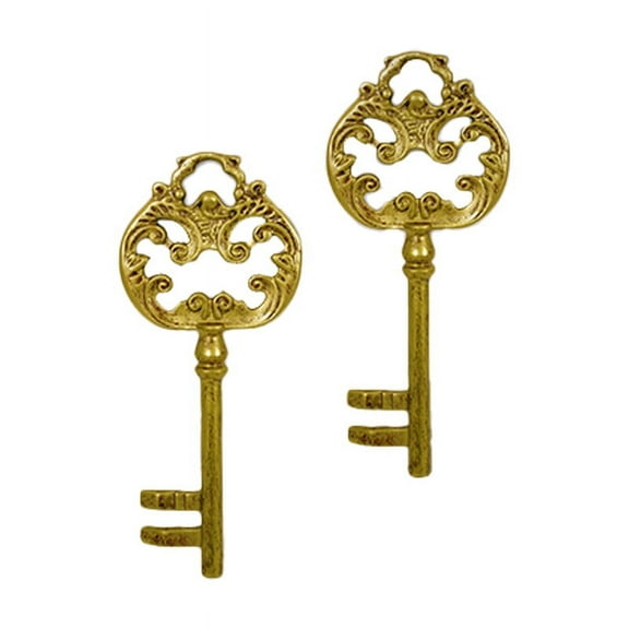 Small Gold Keys Set of 2 Over Sized Statues