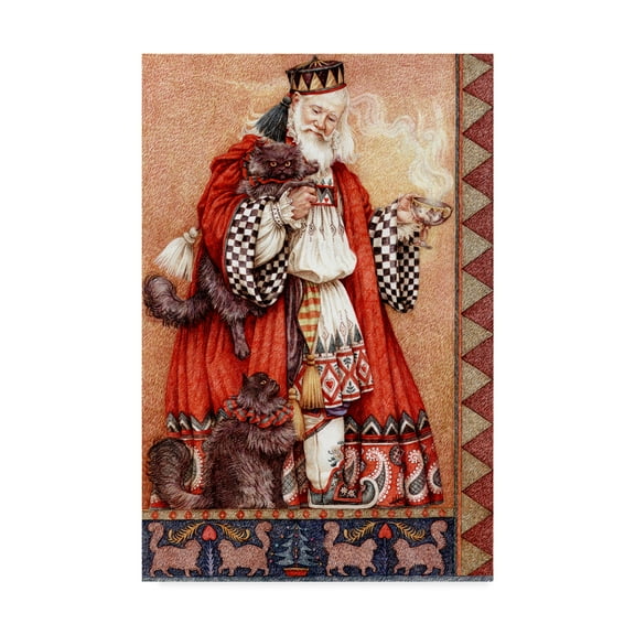Trademark Fine Art 'Father Christmas and Cats' Canvas Art by Anne Yvonne Gilbert