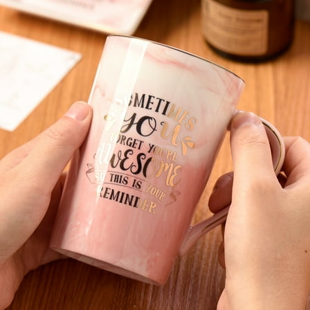 Pink Coffee Mug for Women, Birthday Blessing Gifts for Her, Mom, Sister, Besties - Sometimes You Forget You are Awesome