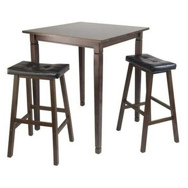 3pc Kingsgate High- Pub Dining Table with Cushioned Saddle Stool