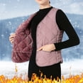 thumbnail image 2 of Tiweut Womens Puffer Vest Lightweight Crew Collar Sleeveless Quilted Jackets Button Fall Spring Plus Size Coat Outerwear,Light Purple, 2 of 3