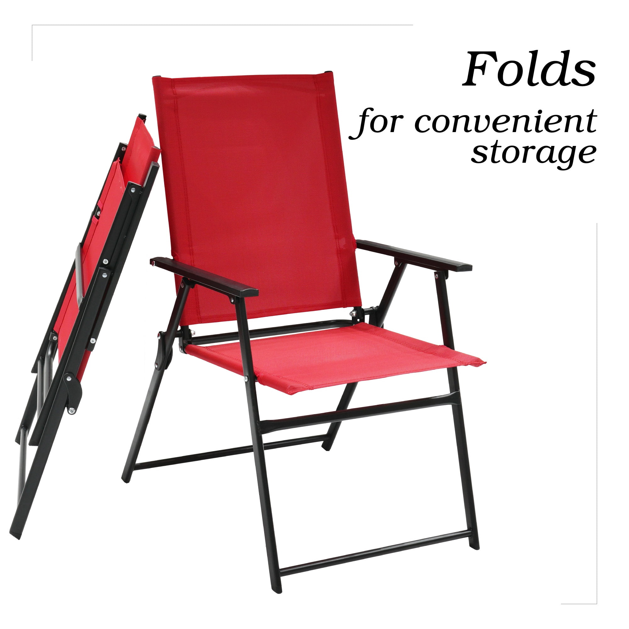 Metal Outdoor Folding Chairs, 4-Piece Patio Lawn Chairs with Arms