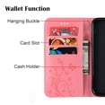 thumbnail image 3 of iPhone XR Wallet Case, Dteck Embossed Flower Butterfly Magnetic Flip PU Leather Folio Stand Case Cover Built-in Card Slots & Money Pocket, with wrist Strap, For Apple iPhone XR 6.1 inch, Pink, 3 of 6