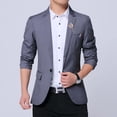 thumbnail image 4 of SWSMCLT Men's Business Long Sleeve Slim Fit Suit Jacket Casual Blazer Fitted Fall Semi Formal Suit Separate Grey 30, 4 of 4