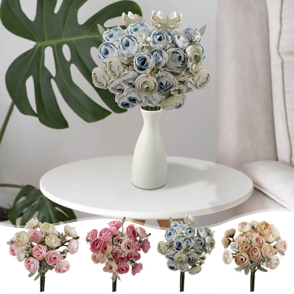 kladzum Artificial Flowers, Handheld Faux Plants Imitation Flower for Wedding Bridle Bouquet Indoor Outdoor Home Garden Kitchen Office Table Vase