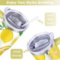 thumbnail image 5 of 40oz Yellow Lemon Pattern Stainless Steel Flip Straw Tumbler Spill Proof Travel Cup Double Wall Vacuum Insulated Coffee Mug with Top Handle, 5 of 6