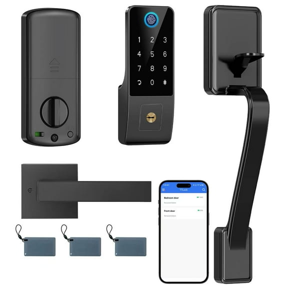 Smart Fingerprint Door Lock with Keypad – Keyless Entry Deadbolt for Front Door, Smart Door Locks for Front Door, App Control, Auto Lock,Easy Installation, Matte Black